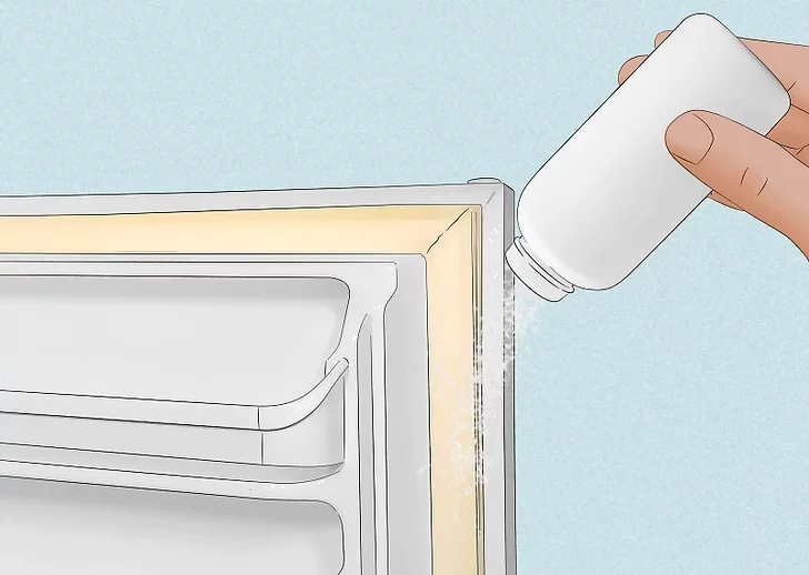 پودر بچه یا تالک را در اطراف درزگیر بمالید.